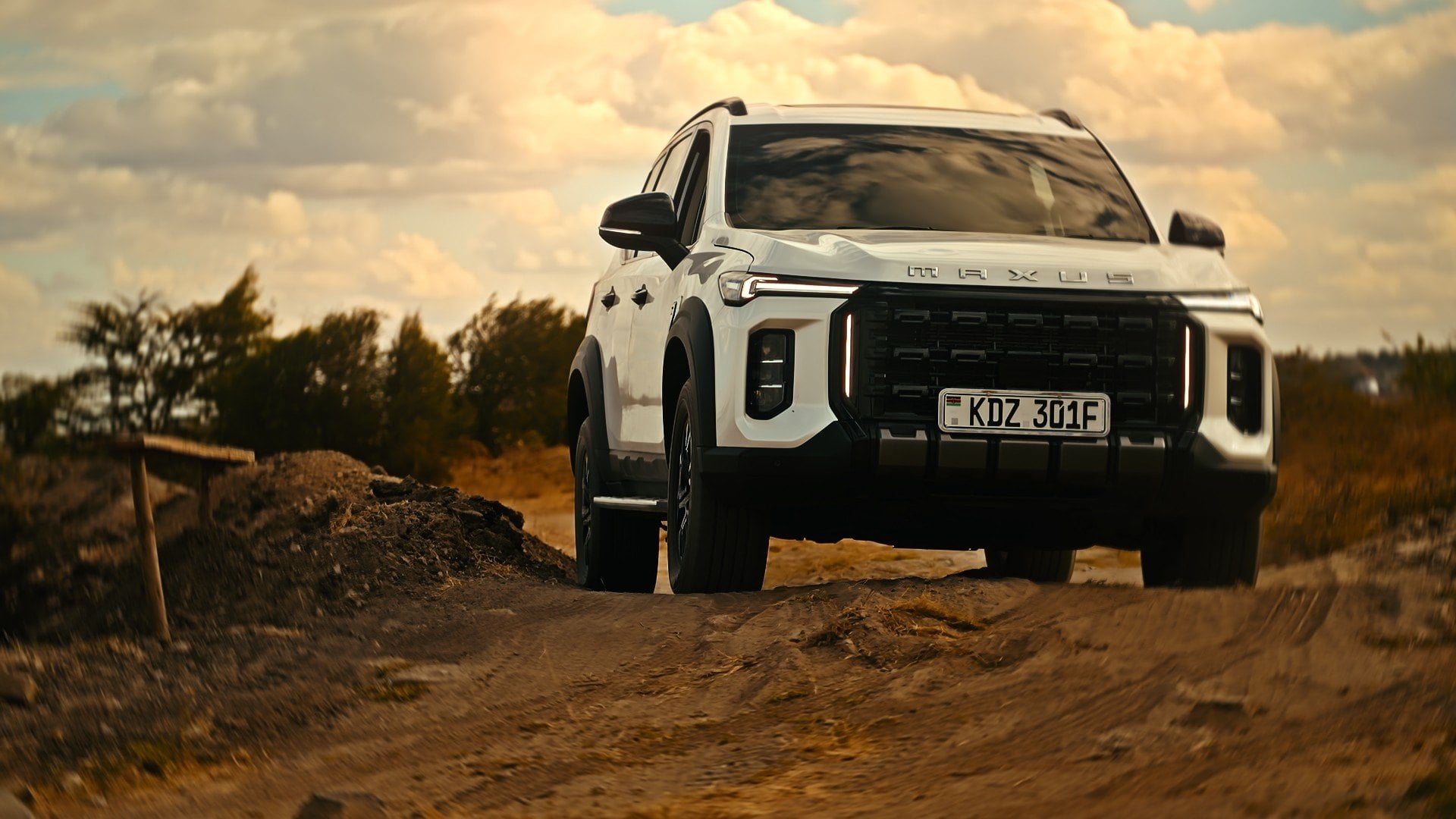 MAXUS D90 on a murram road at golden hour, from Nataka Inc's films for MAXUS Kenya